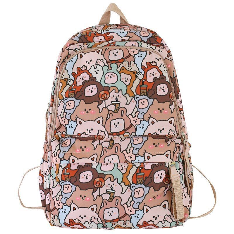 Cartoon Print Book Bag Fashion Women Cute Leisure School Bag Backpack 31*16*44CM