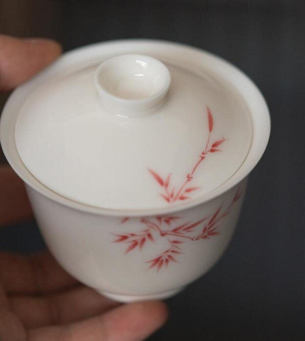 130ml Handmade Gaiwan Teacup Porcelain Bamboo Tureen Kungfu Tea Set