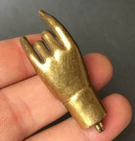 Chinese Pure Brass Solid Guanyin Buddha Hand Pendant