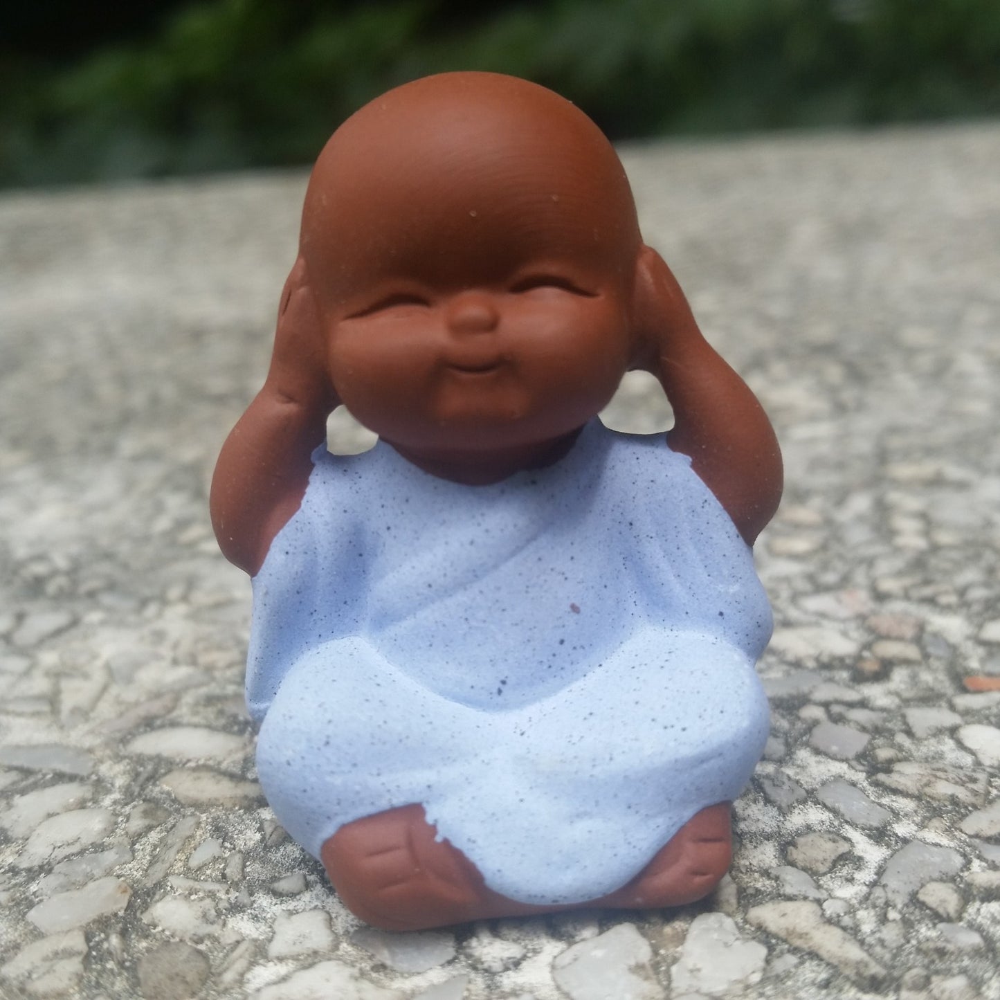 yixing zisha tea pet mini tea play handmade craft creative monk blue one piece