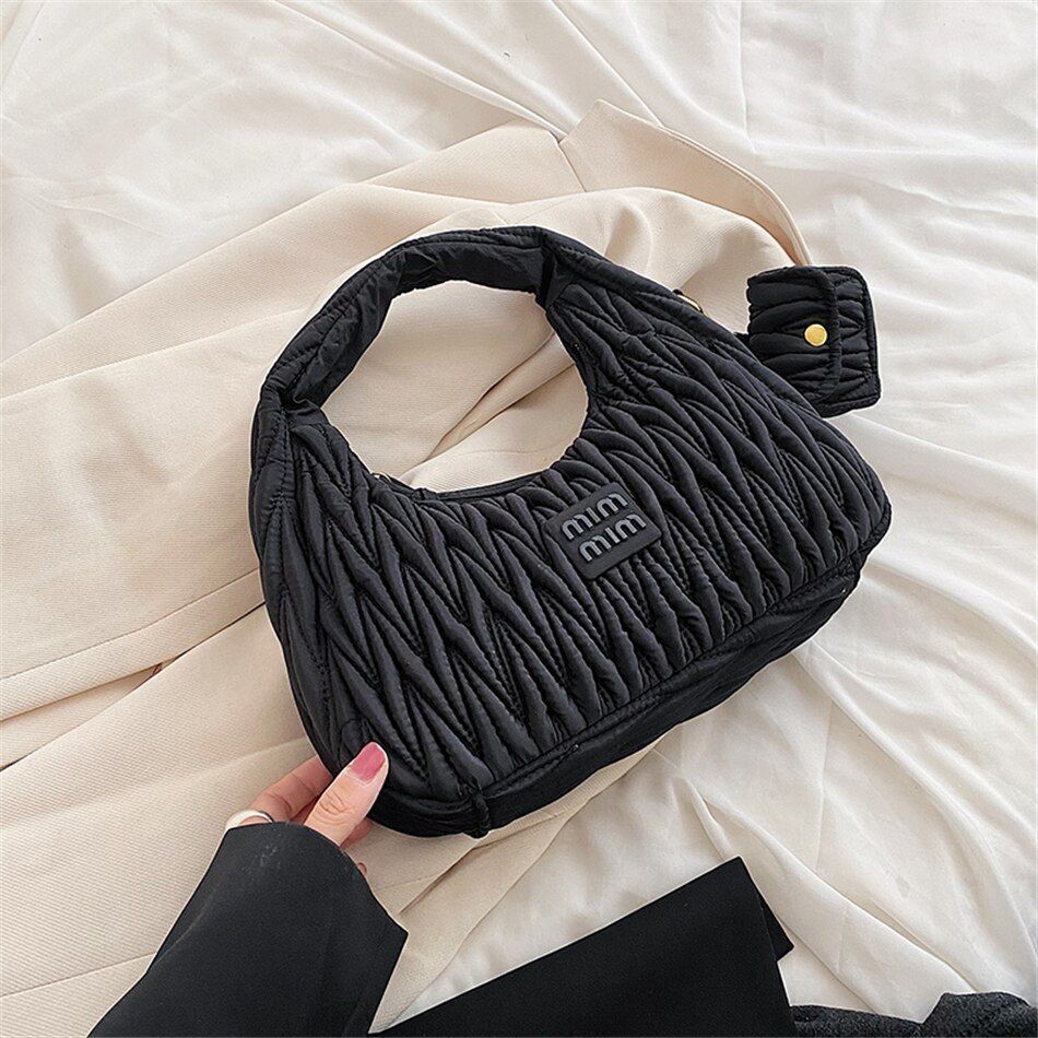 2PCS Set Half Moon Bag Purses Handbags Luxury Nylon Tote Underarm Bag 29*15*9 CM