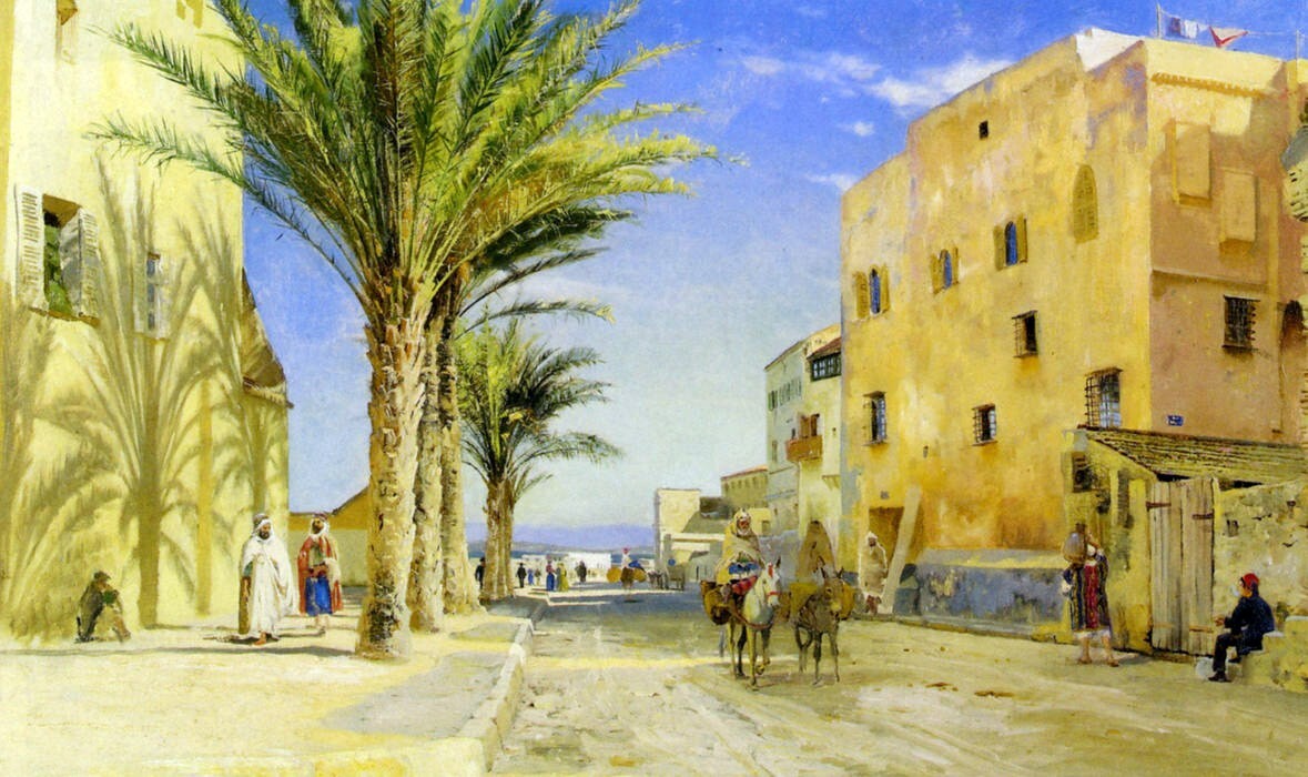 Dream-art Oil painting Peder-Mork-Monsted-Street-in-Algiers landscape