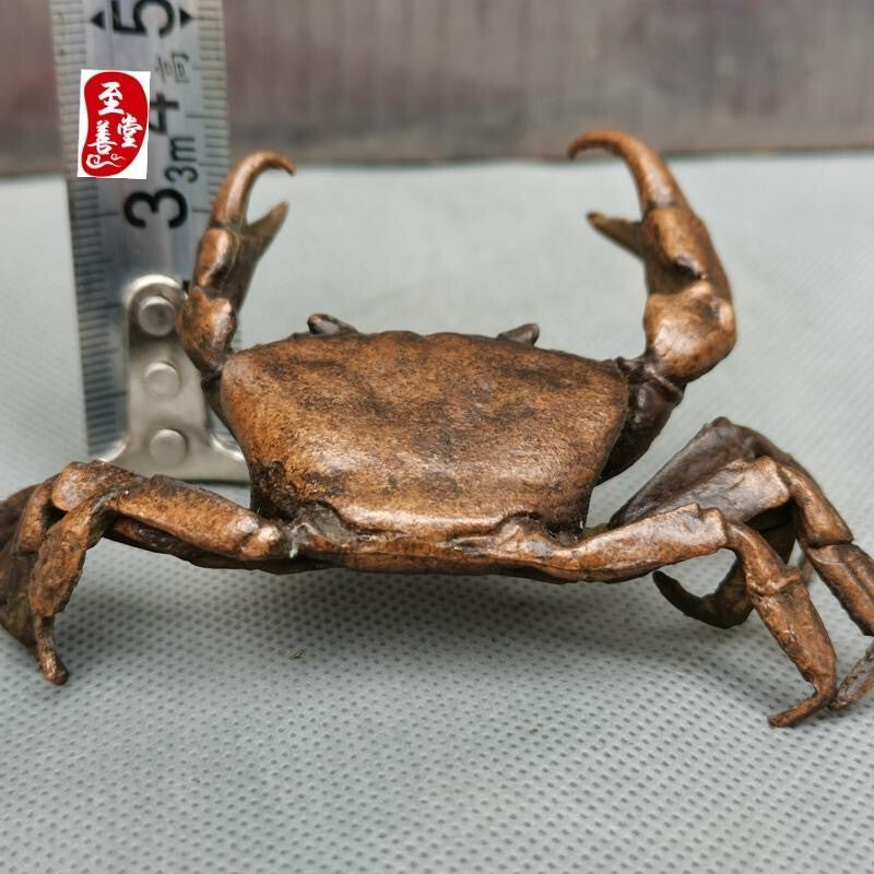 Fortune chinese copper Crab Figure statue netsuke collect Tea pet Table decor