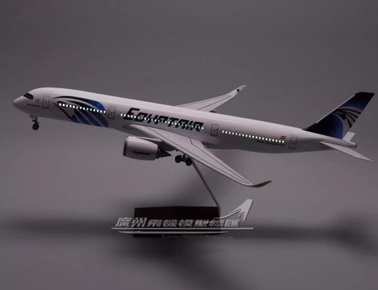 47CM 1:140 EGYPTAIR AIRBUS A350 Airplane Led Sound -controll Light Resin Model