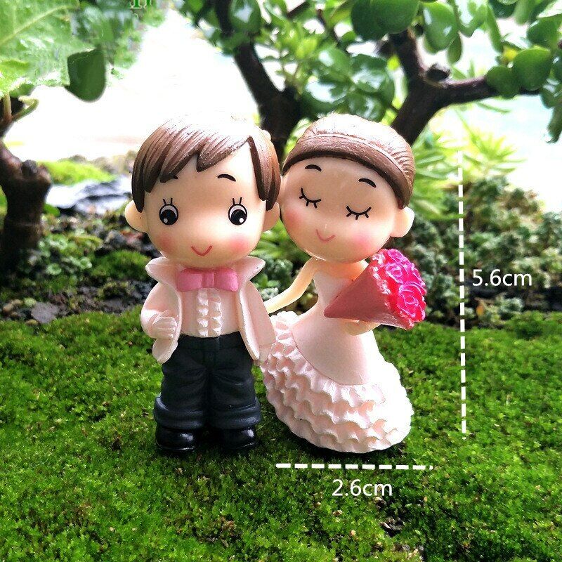 Romantic Wedding Landscaping Ornaments 1pair Moss Micro Landscape Bouquet Couple