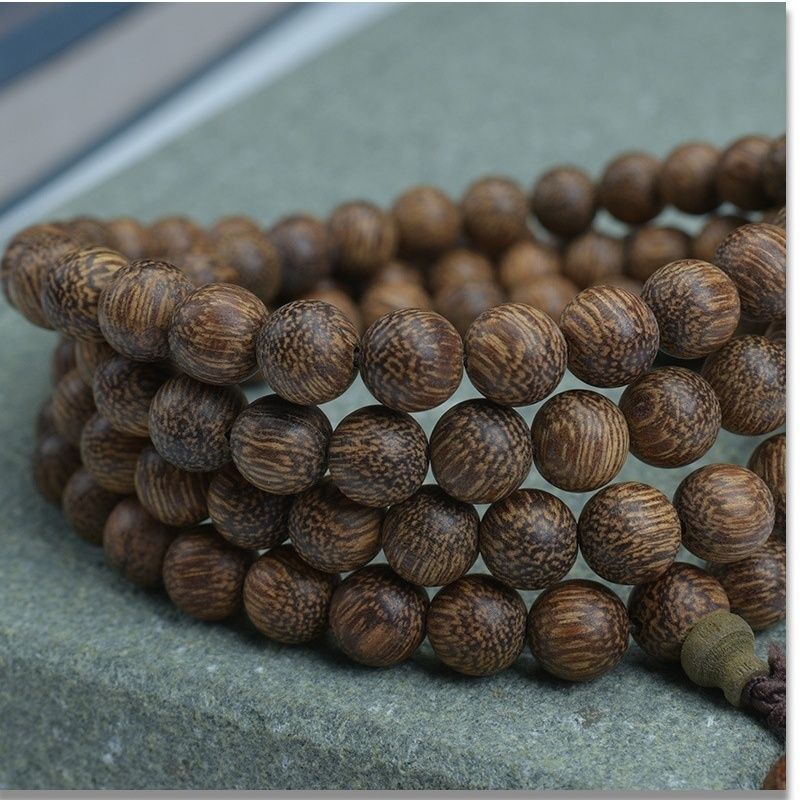 108 Beads Agarwood Bracelet White Kyara Mala Necklace Multi Layer Buddhist Gift