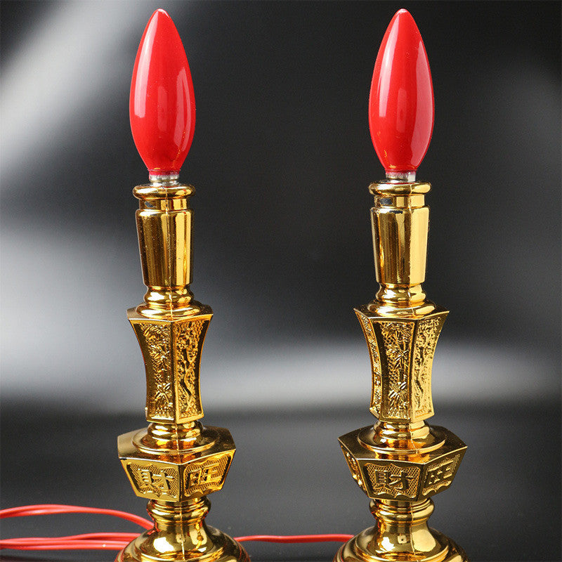 A Pair New Electric Candle LED Electrolier Lamp Buddha Offerings Lamp Supplies
