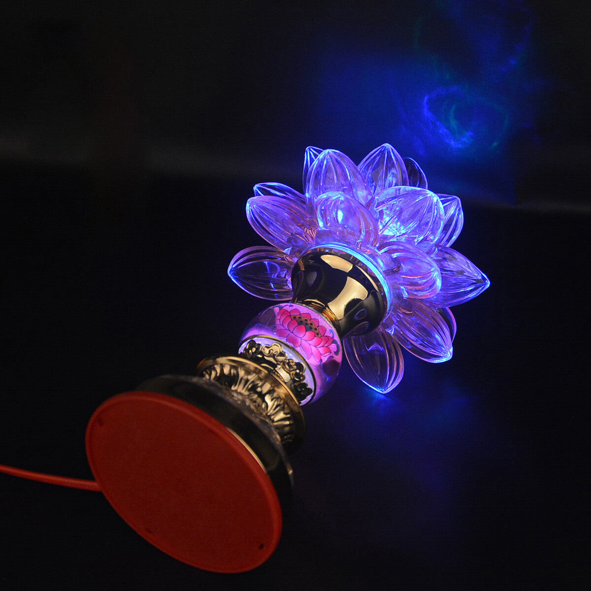 1pairs 18cm LED Colorful Buddha Lotus Lamp Worship Light Buddhism Temple Lamp