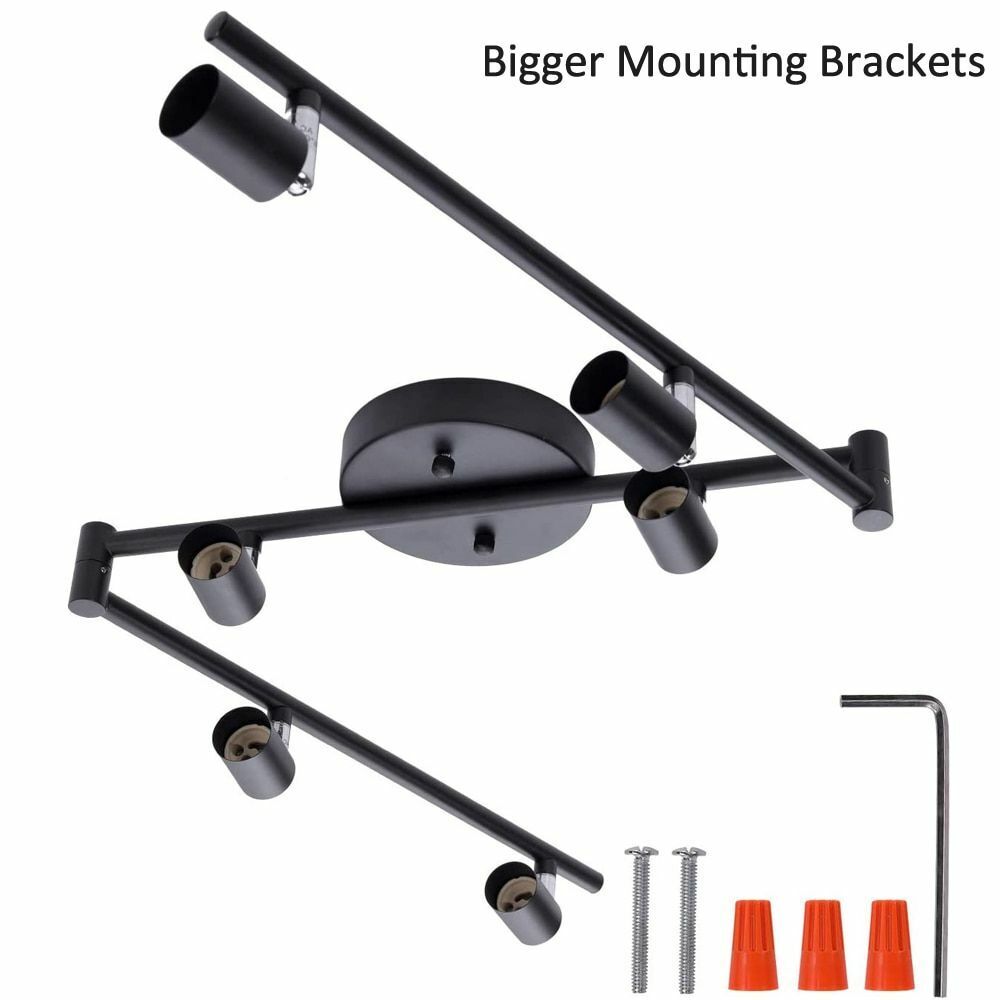4/6 Heads Track Lighting Black Silver LED Chandeliers Light Modern Industrial 1p