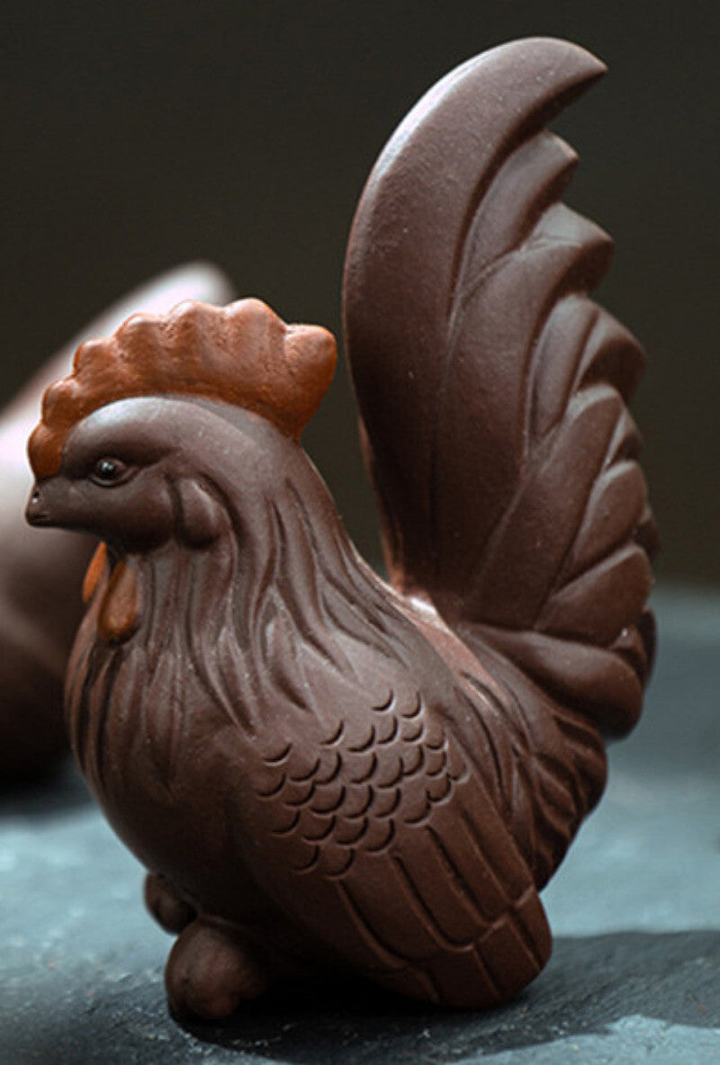 Yixing Handmade Sculpture Purple Clay Tea Pet Chicken Model Statue Tea Decors