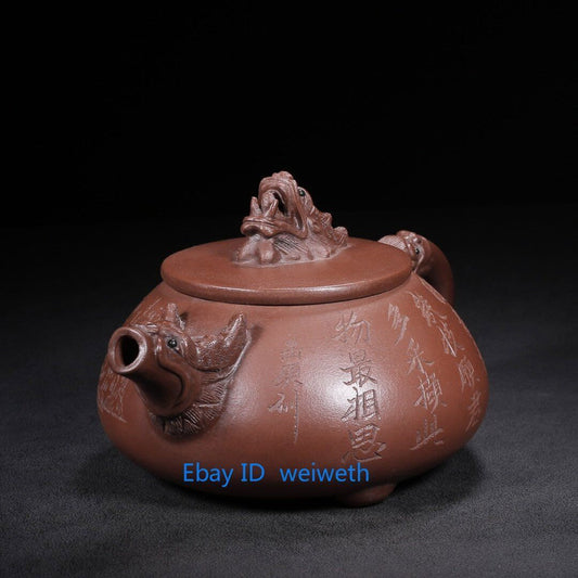 Chinese Yixing Zisha Clay Purple Sand Handmade Dragon Teapot 500cc 25333