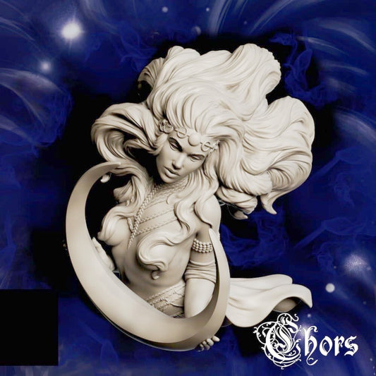 1/10 Resin Model Kit Fantasy Sexy Moon Goddess Bust Unpainted Unassembled