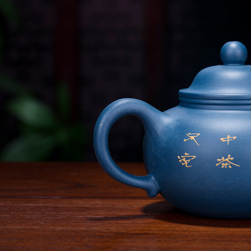 China Yixing Zisha Pottery Celeste Clay Handmade 250cc Lotus Teapot