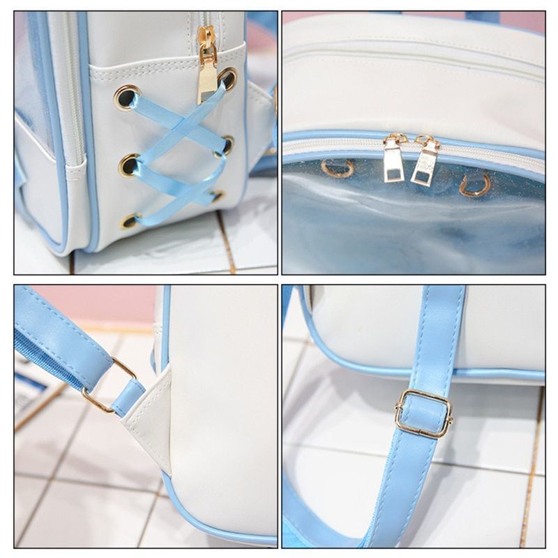 Clear Transparent Backpacks School Bag Bookbag 27*31*10 CM Blue Purple Black 1PC