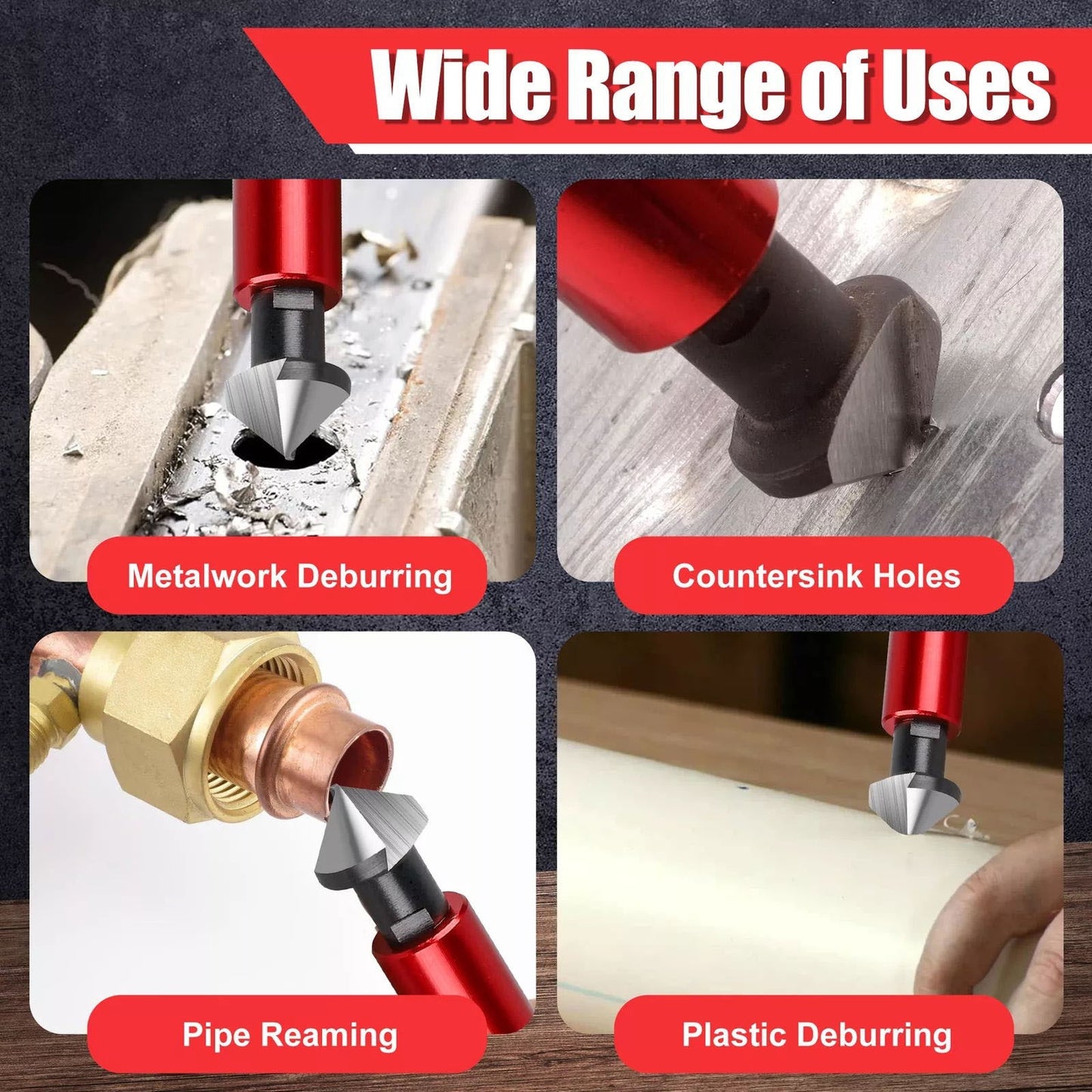 Deburring Tool Countersink Hand Reamer with 10 Extra Blades Kit for Metal Pipes