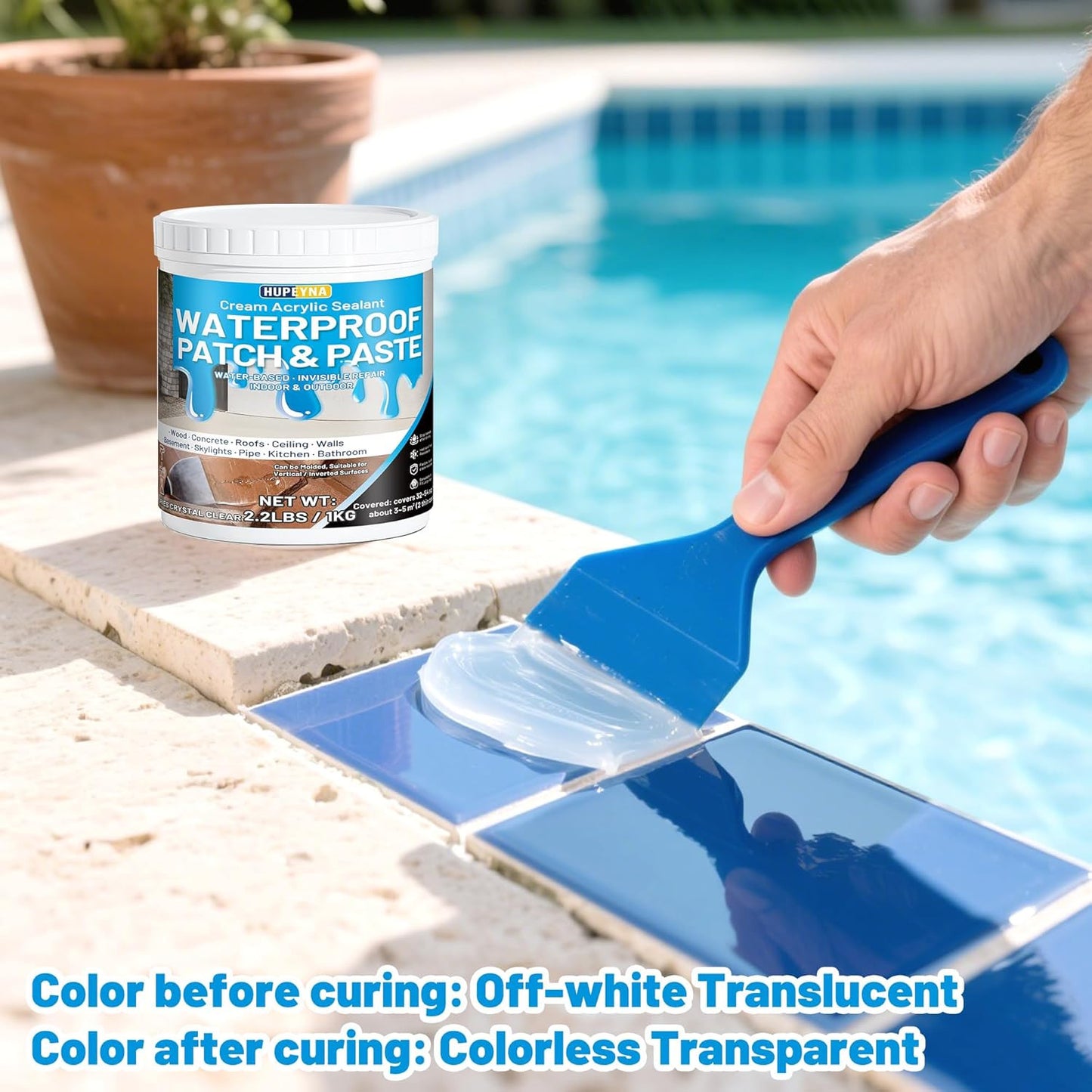 Waterproof Patch & Seal Rubberized Sealant Paste, 2.2Lbs Anti-Leakage Clear Wate