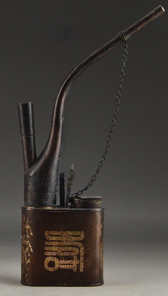 23.8cm Chinese Copper Smoking Tool Pipe Decorated Handicraft Ornaments