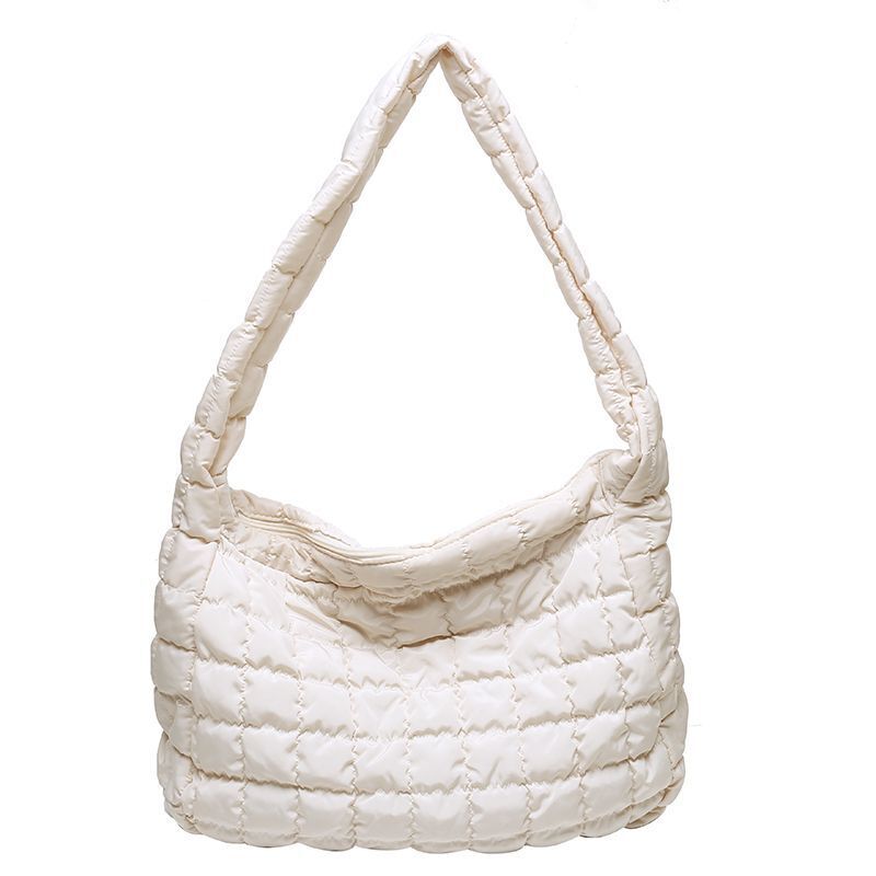 Soft Down Fabric Shoulder Bag Big Underarm Pack Large Purses Waterproof Nylon