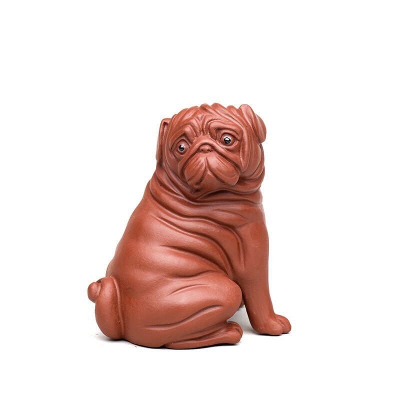 4.13" Purple Clay Tea Pet Zodiac Dog Statue Tea Figurine Ornaments Handmade Gift