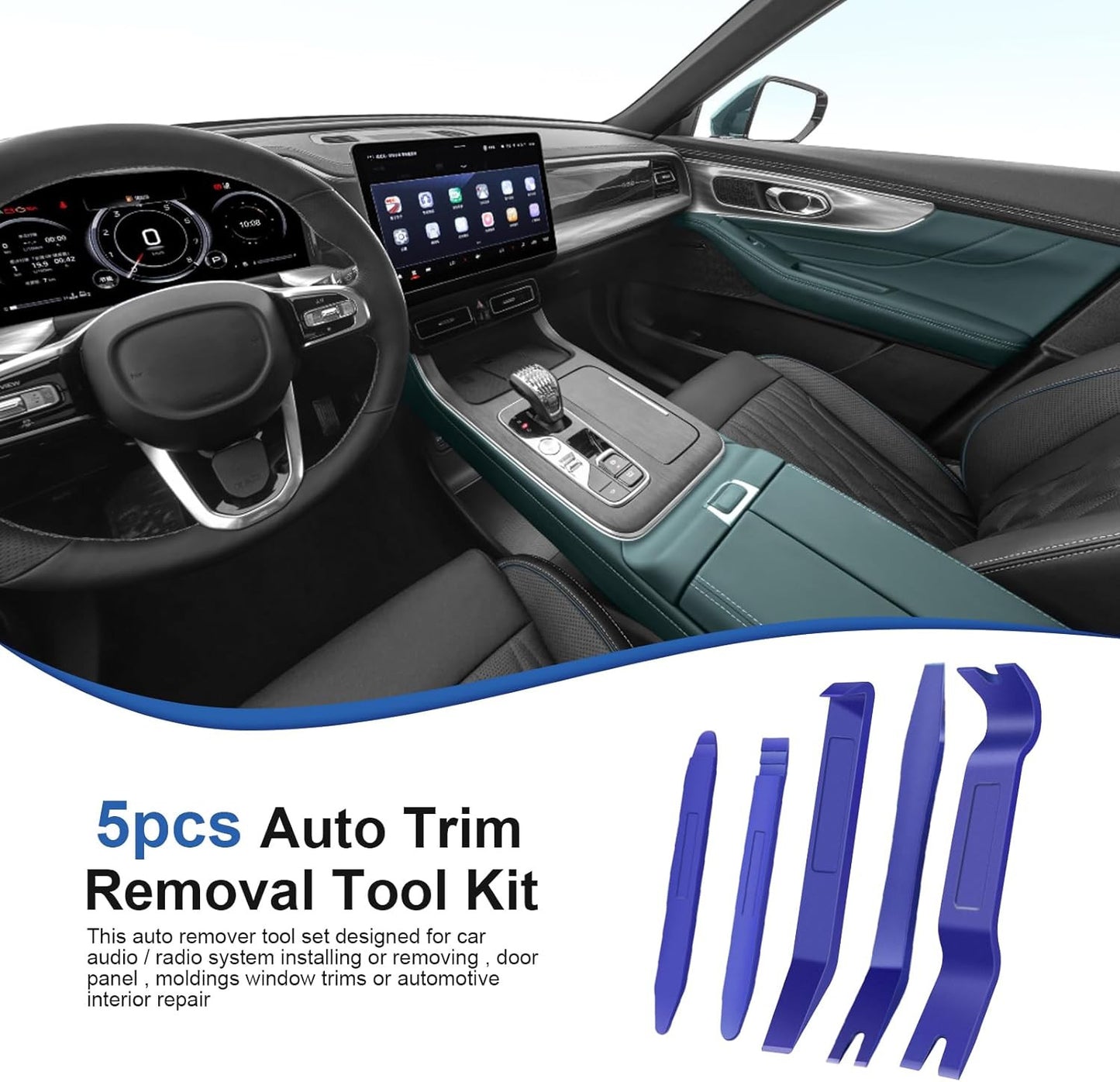 Plastic Trim Removal Pry Tool Set for Car Radio Panel Door Dash Clip Fasteners