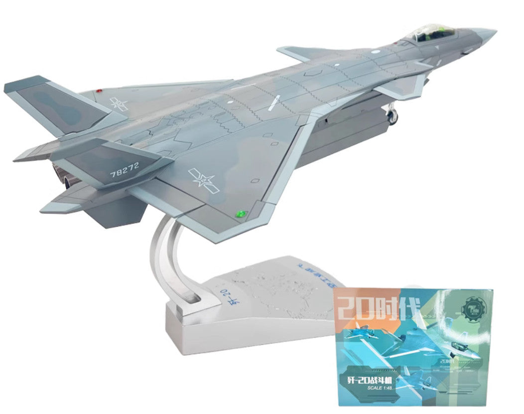 1:48 43CM J-20 Stealth Fighter Jet Diecast Airplane Military Aircraft Model