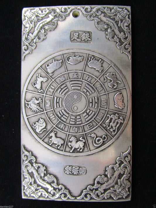 Chinese Old Tibet Silver Gold wanliang Amulet Bullion Statue Thangka Netsuke A