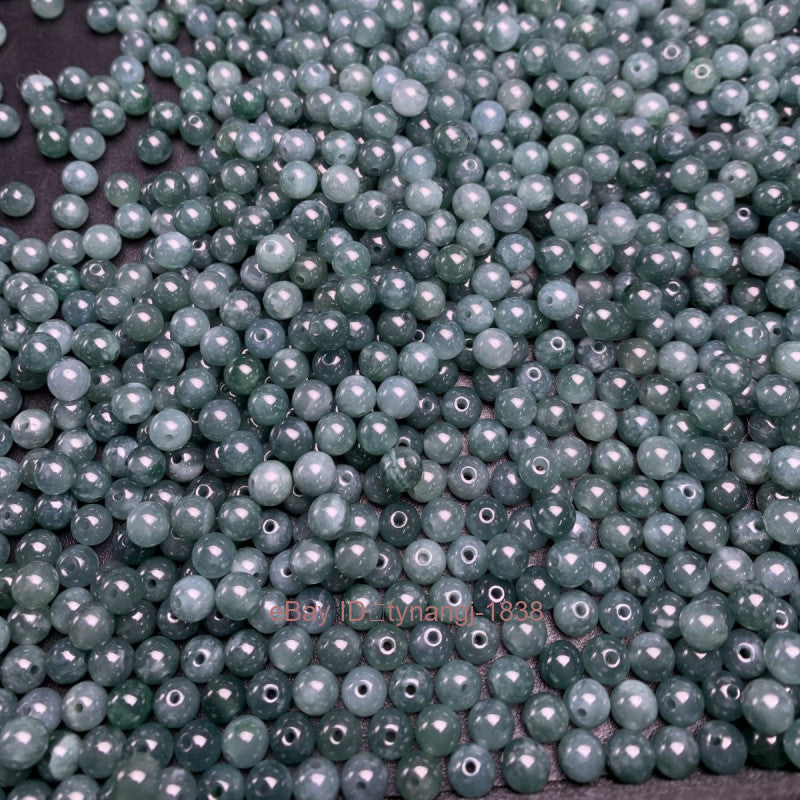 50Pcs Natural Jade 5Mm Ice Blue Green Water Jadeite Loose Beads DIY Round Beads