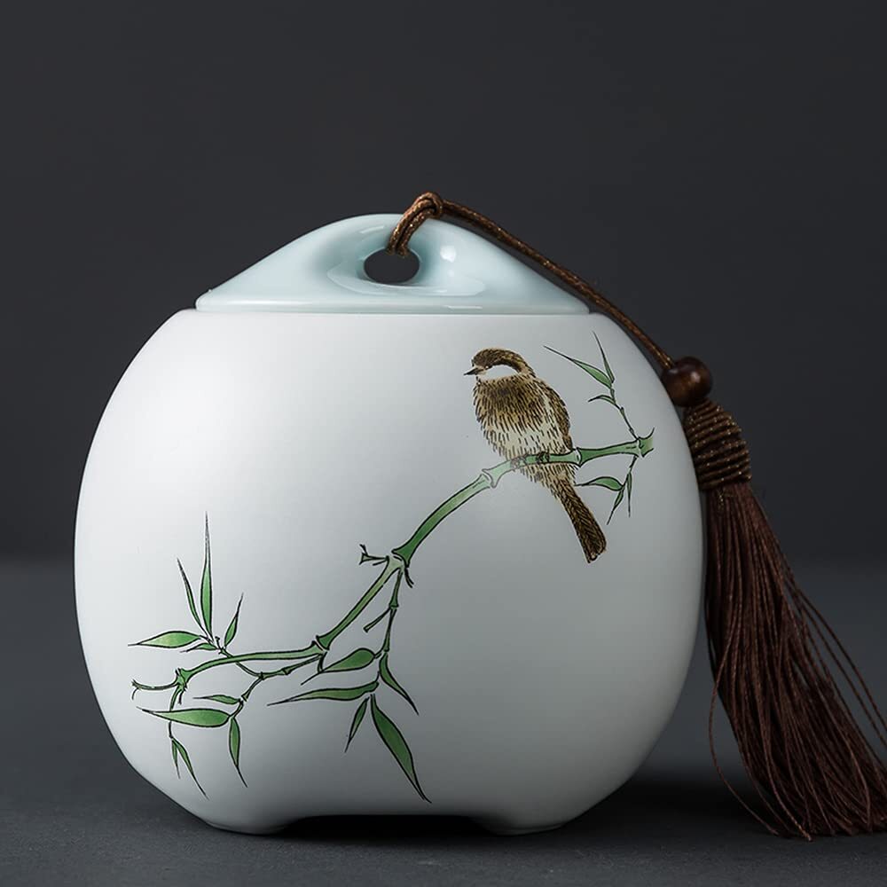 12.4cm Tea Caddy Ceramic Sealed Cans Puer Tea Jar Household Storage Cans Decor