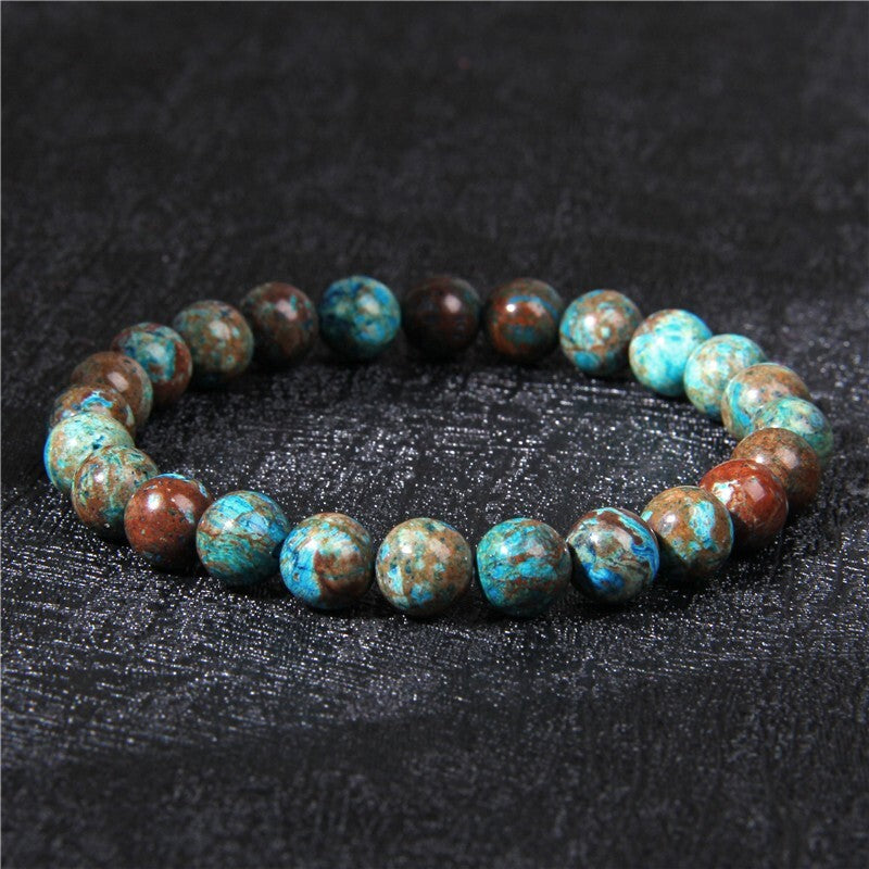 Natural Blue Sea Sediment Jasper Stone Beaded Bracelet Gemstone Stretch Bracelet