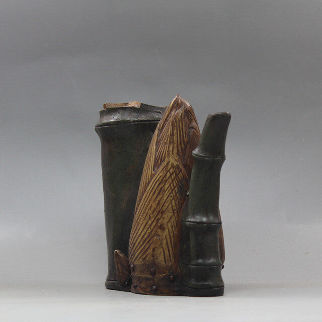 Collect Yixing Zisha Pottery Oid Duan Green Clay Handmade Bamboo Shoots Teapot