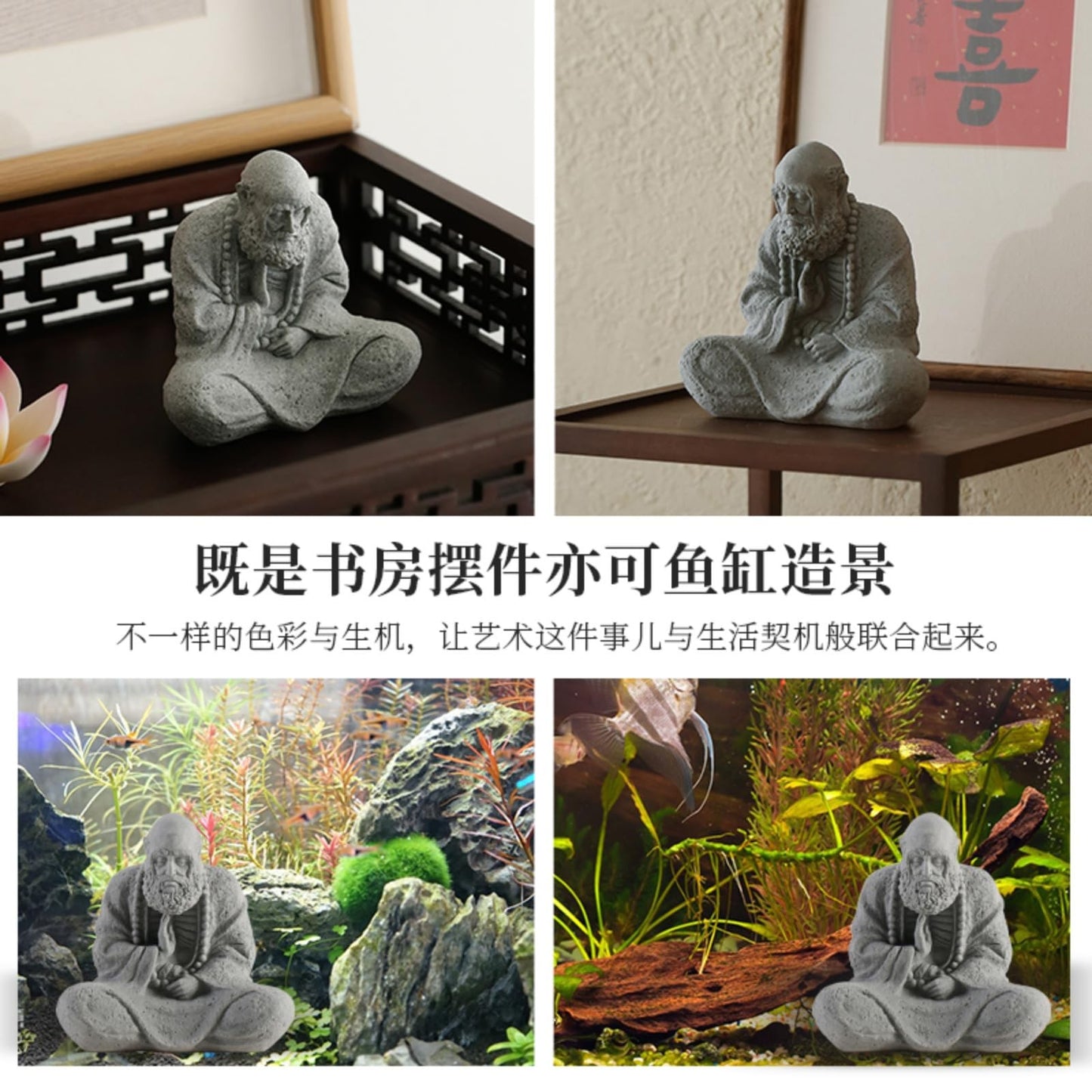 Bodhidharma Green Sandstone Tea Pet 9.3cm 3.7in Kung Fu Tea Table Tea Ceremony
