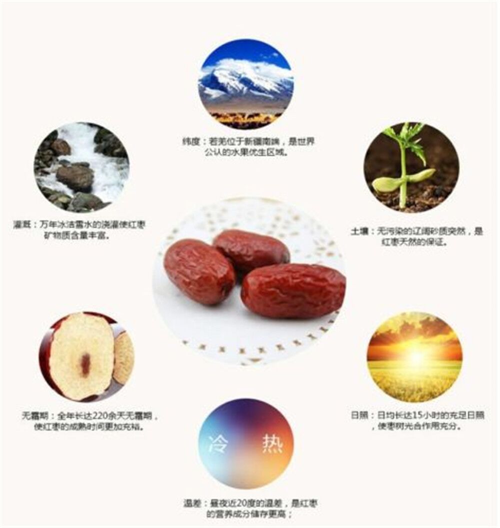 500g 100% Organic Dried Chinese Red Dates (JUJUBE) - Healthy Food Snack.