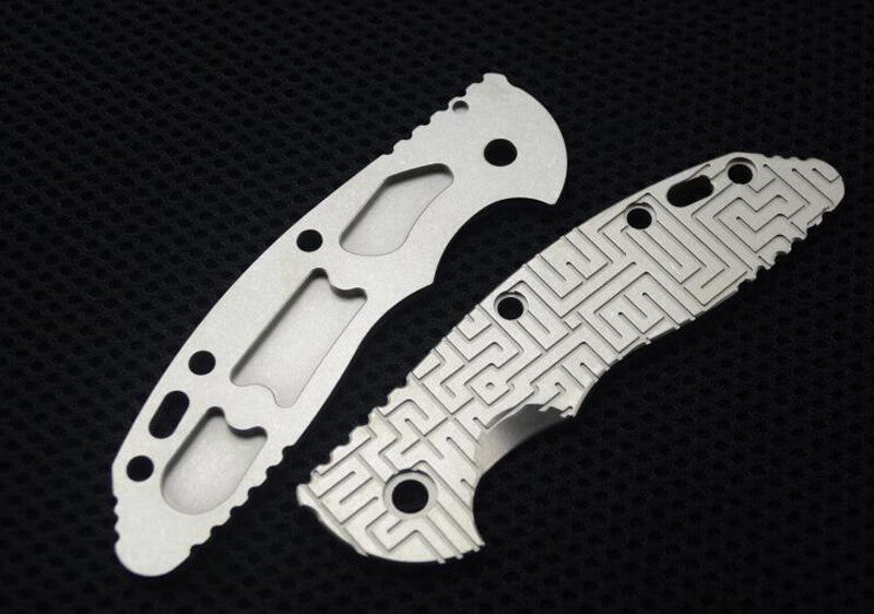 New TC4 Single Sided Scales for Rick Hinderer Knives XM18 3.5” Wavy Pattern