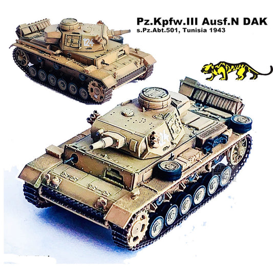 1/72 German No.3 N-Type DAK 501 Heavy Armored Battalion Tunisia Tank 63091 Model