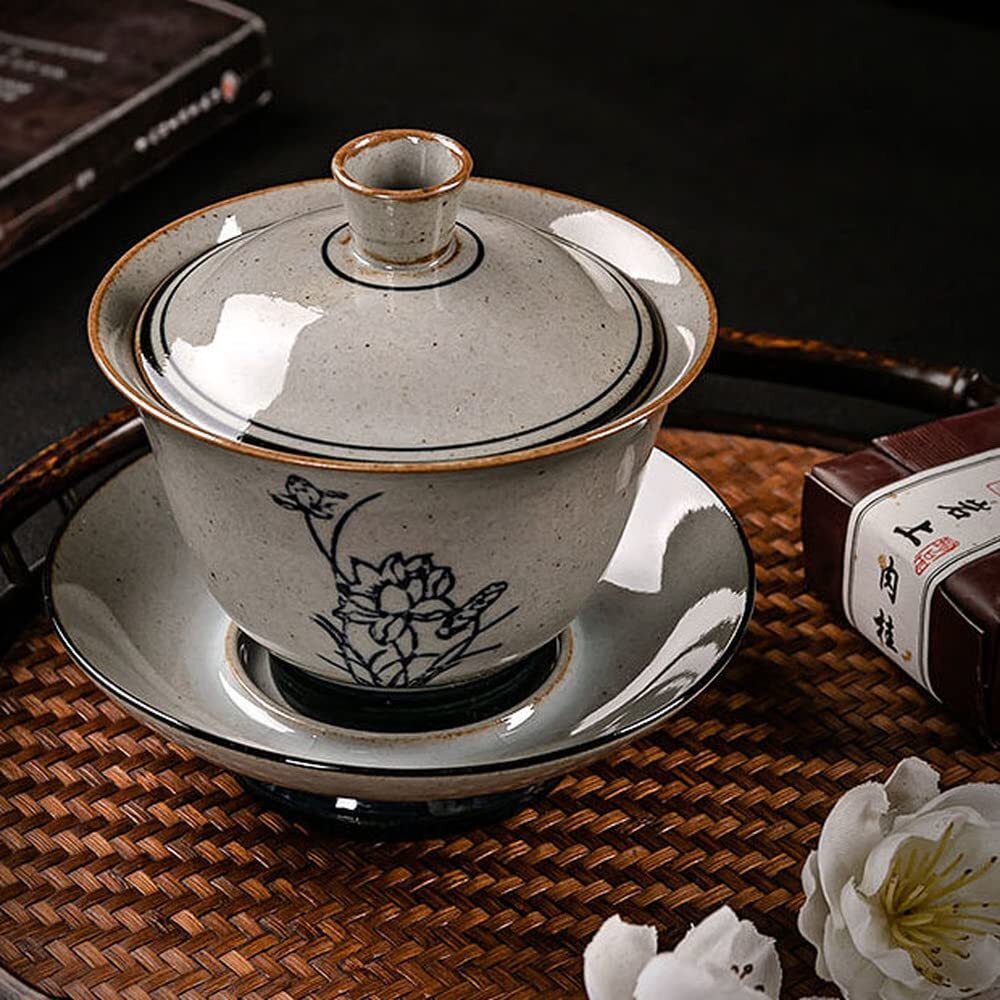 180ml Chinese Retro Gaiwan Kung Fu Tea Set Tea Bowl Cup Tea Decor Tureen