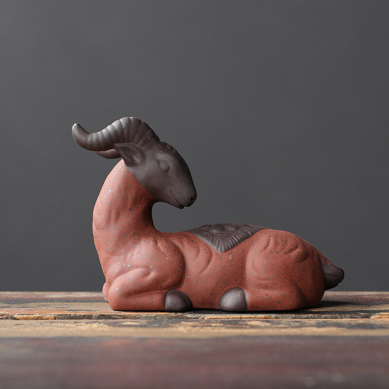 Wealthy Goat Statue Mascot Zisha Purple Clay Tea Pet House Warming Gift Creative