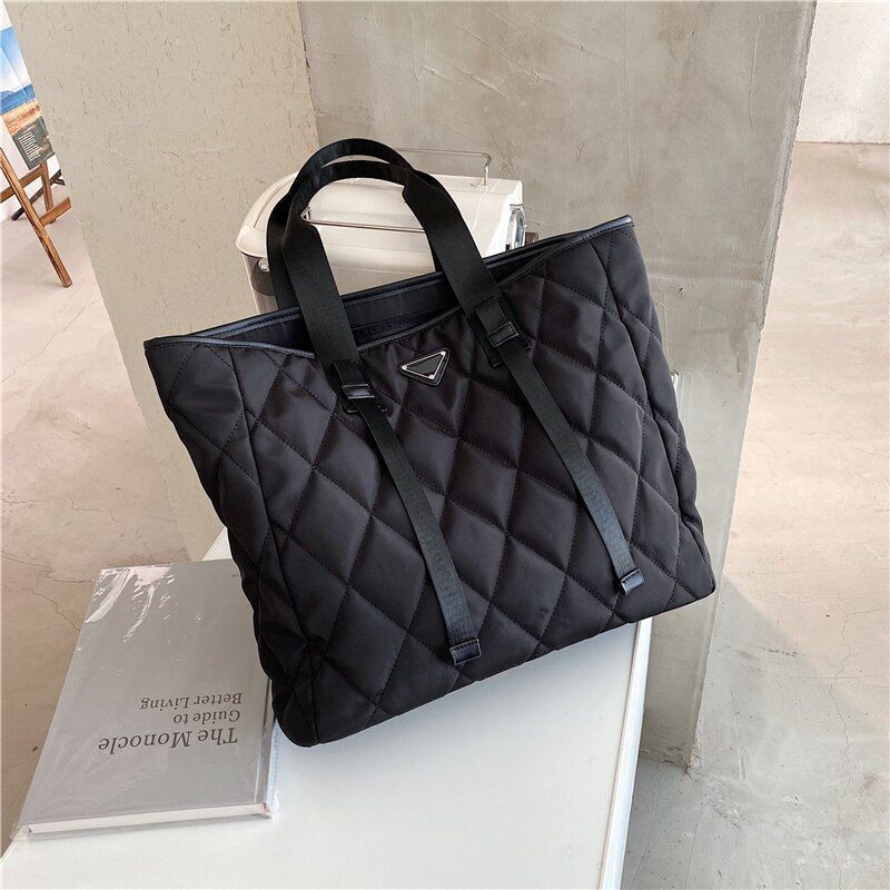 Large Shoulder Bags Black Handbags Shopper Purses Nylon Polyester Fashion 1 PC
