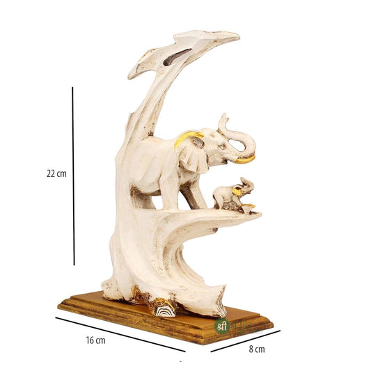 Polyresin Elephant Statue with Tree and Baby Idol Figurine Gifts for Home Decor