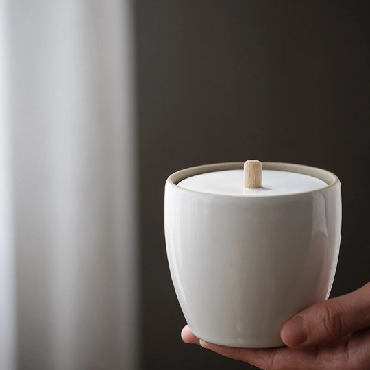 White Ceramic Tea Canisters Chinese Loose Tea Storage for Tea