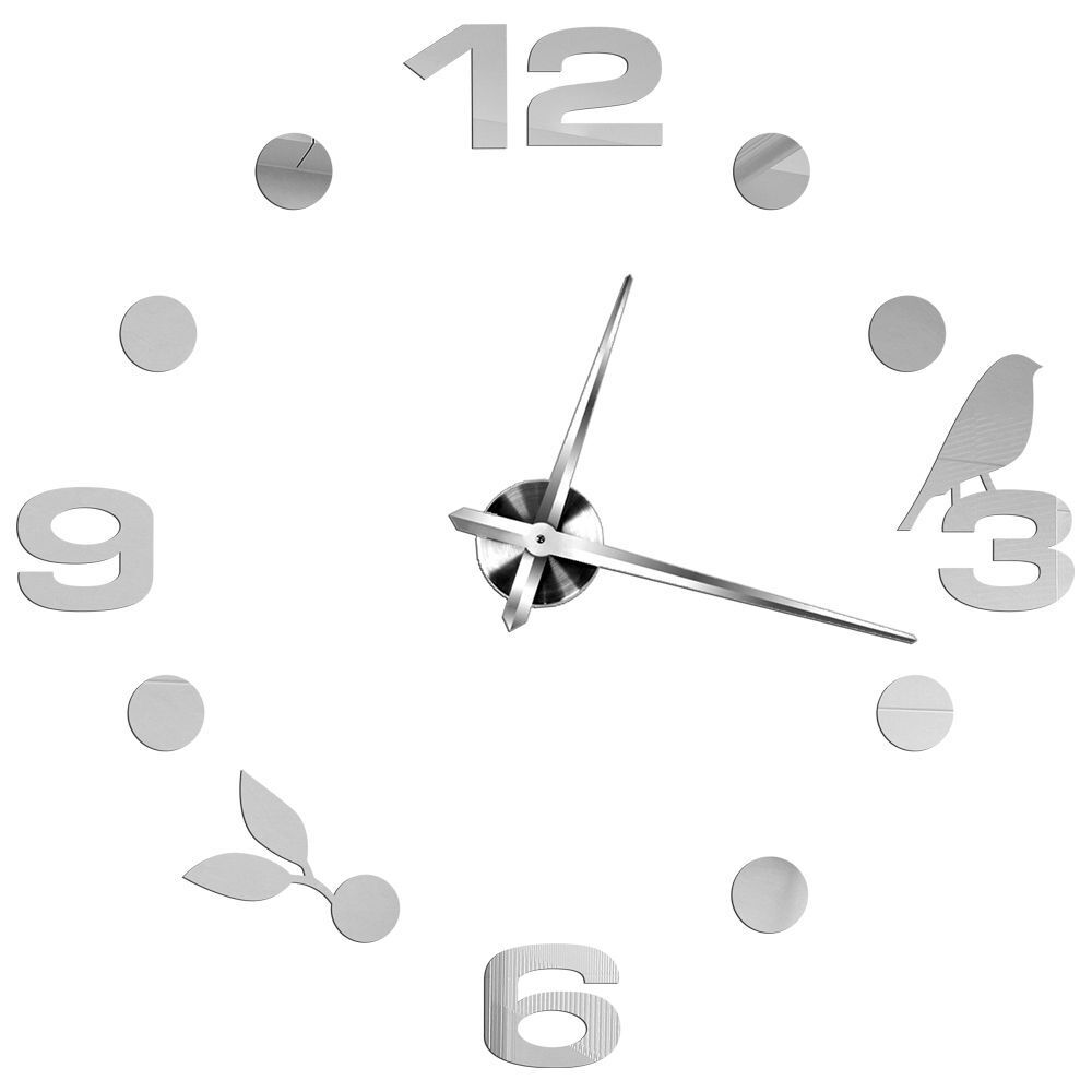 DIY Wall Clocks Acrylic Mirror Large 3D Frameless Home Living Room Decor 37-47In