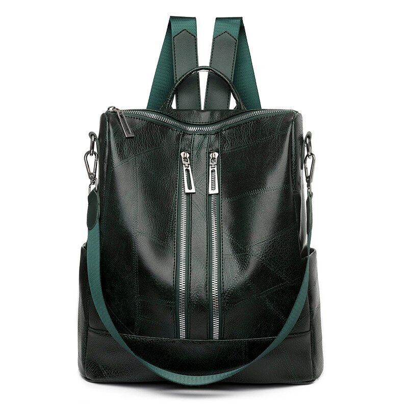 White Backpack Women Leather Travel Rucksack Shoulder Book Bag Waterproof Nylon