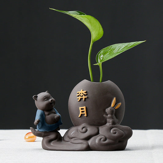 Creative Vase Decoration Small Size Yixing Zisha Purple Clay Pig Statue Tea Pet