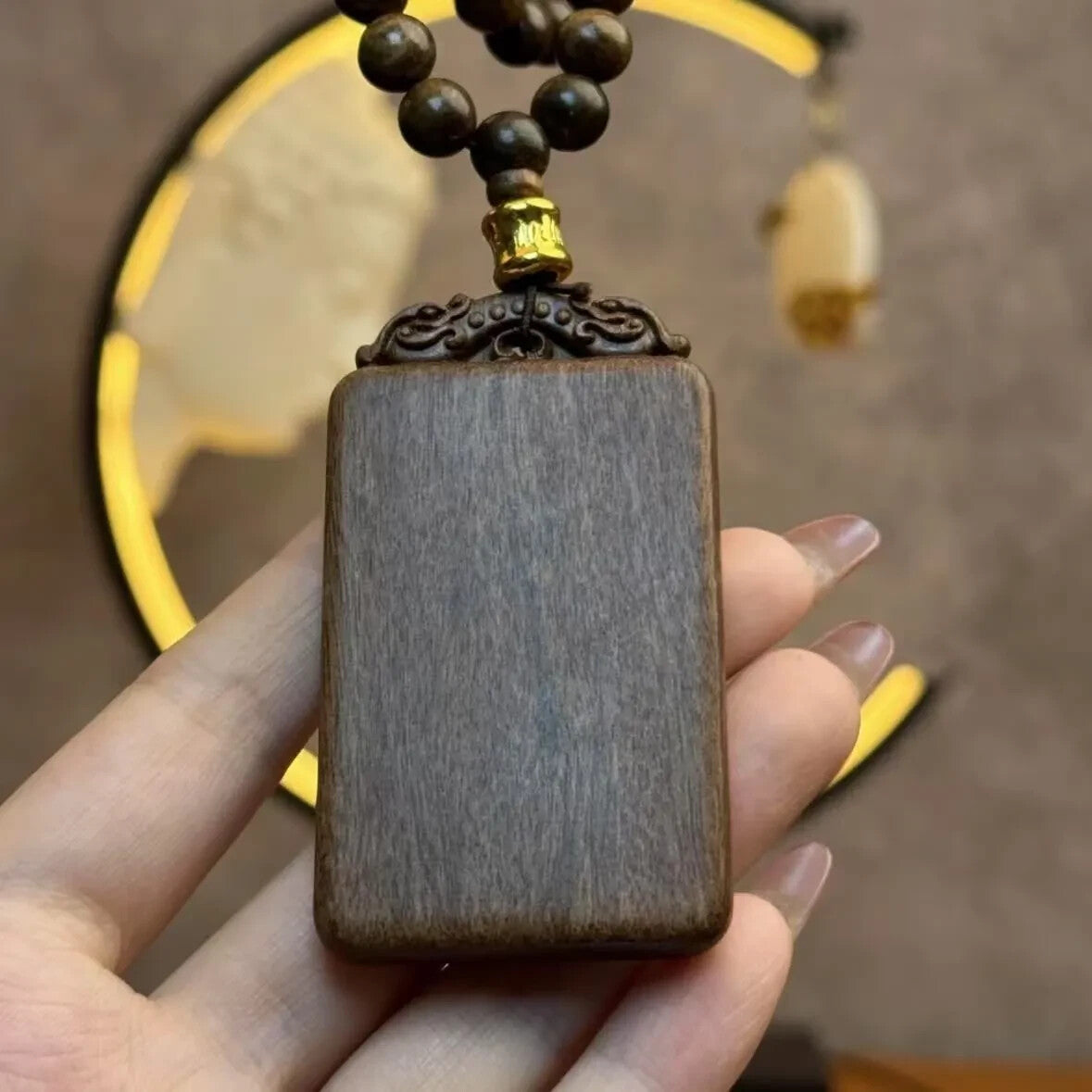 8mm*108 Prayer Beads Natural Wood Guanyin Buddha Lucky Pendant Blessing Necklace