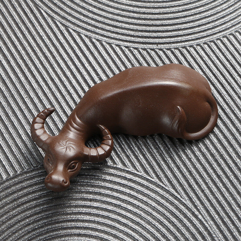 3.7" Handmade Zisha Clay Pixiu Mascot Tea Pet Table Decoration Ornament