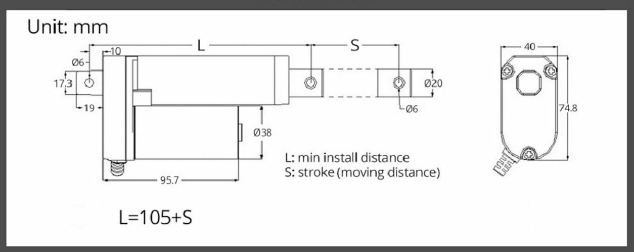 12V Linear Actuator 50mm 100mm 150/200mm Stroke Drive Electric Motor Controller