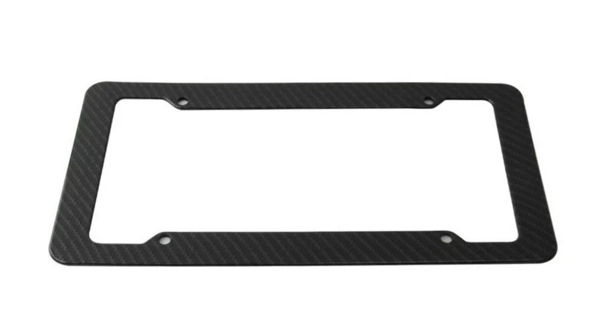 Black Car Carbon Fiber License Plate Frame Cover Front & Rear Universal USA Size