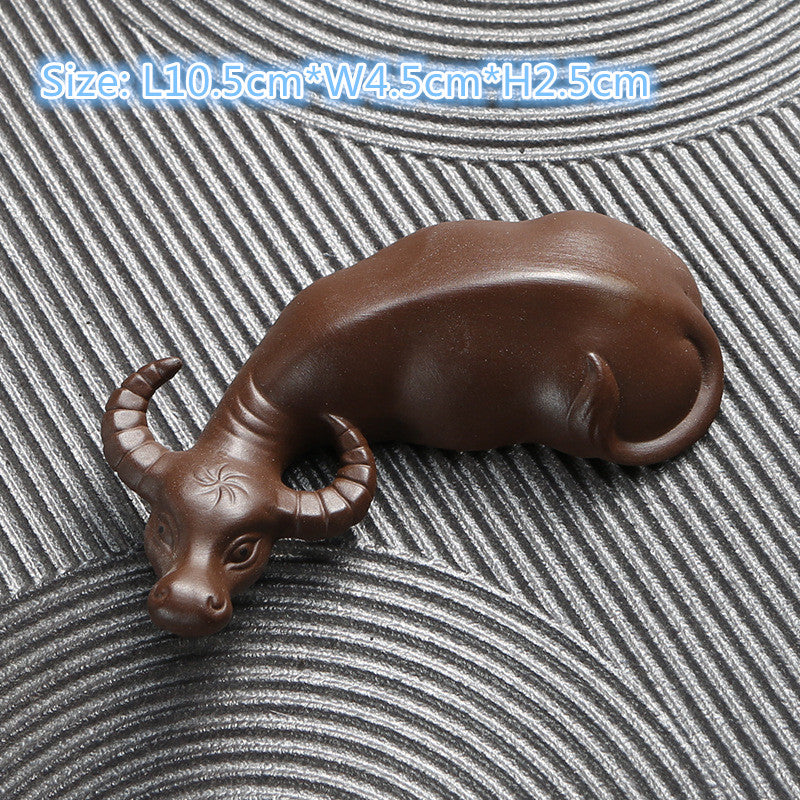Chinese Zisha Tea Pet Funny Tea Play Purple Clay Buffalo Home Ornament Small New