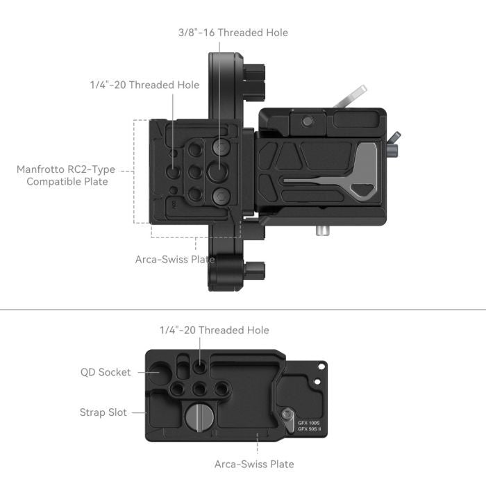 SmallRig Rotatable Collar Plate Kit for Fujifilm GFX 100S / 50S II / GFX100 II