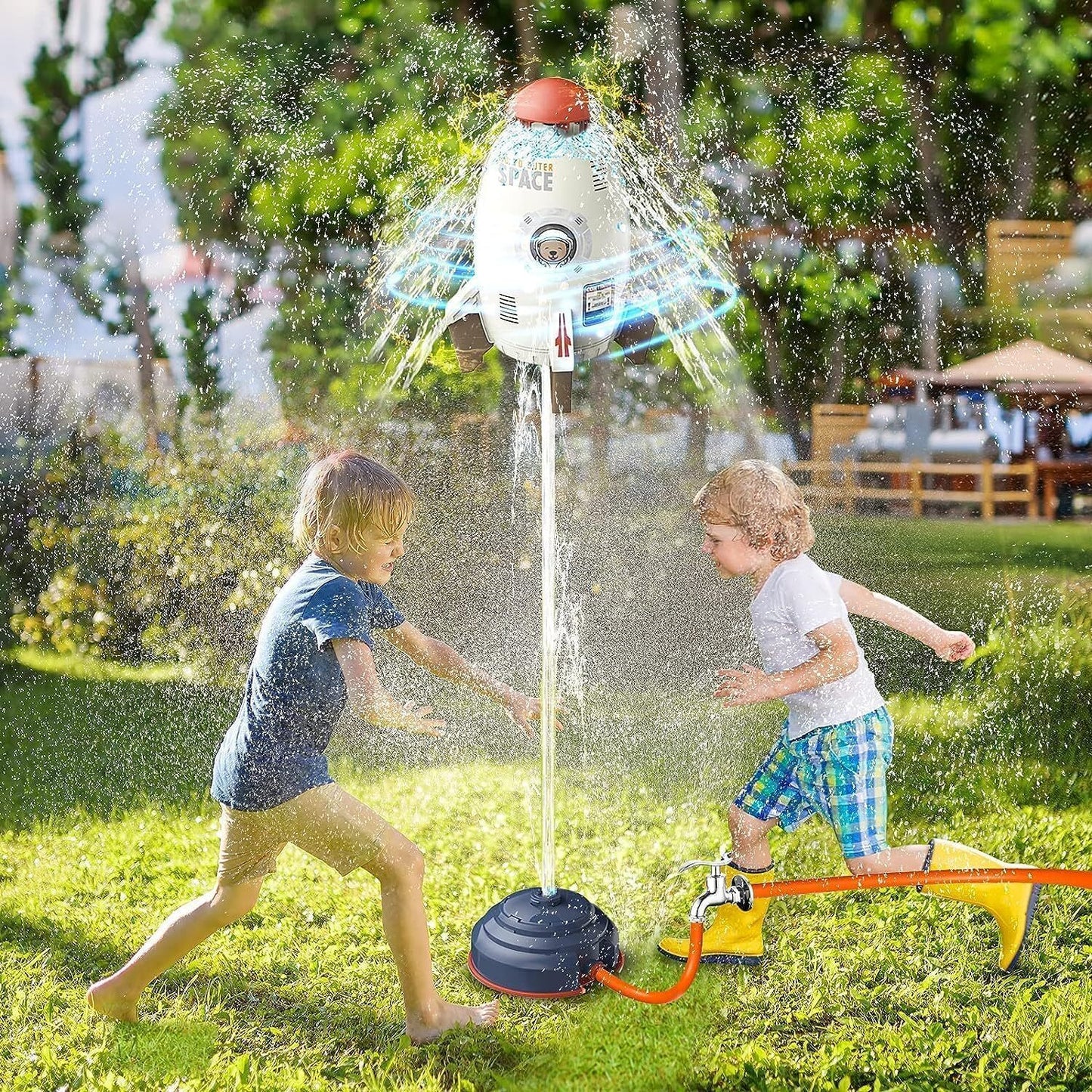 Rocket Launcher Outdoor Water Toys, Kids Sprinkler, Holiday & Birthday