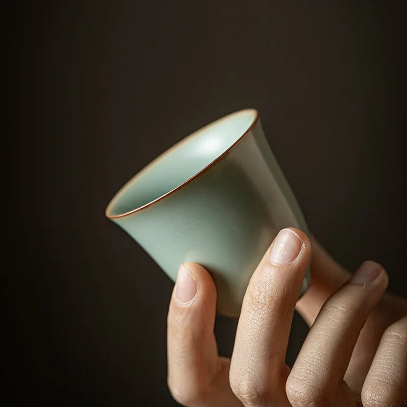 Ru Kiln Tea Cup Azure Porcelain Personal Teacup Ceramic Handmade Single Cup
